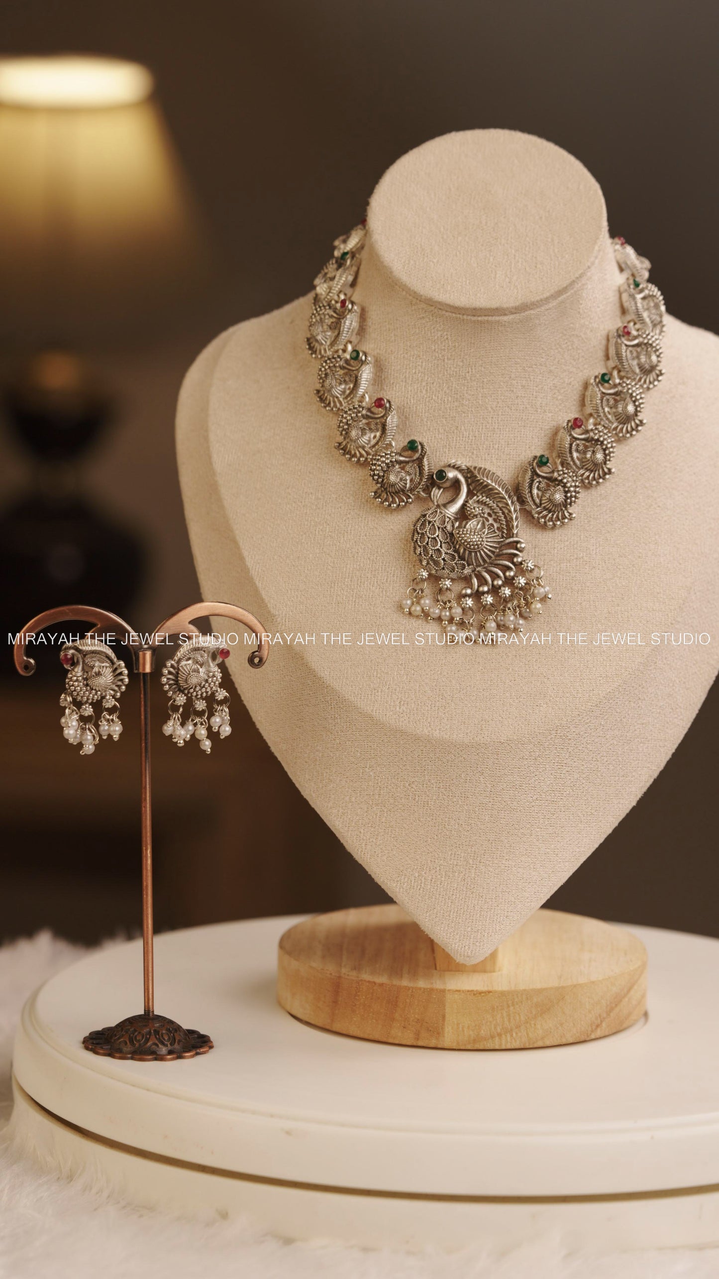 SILVER PEACOCK NECKLACE