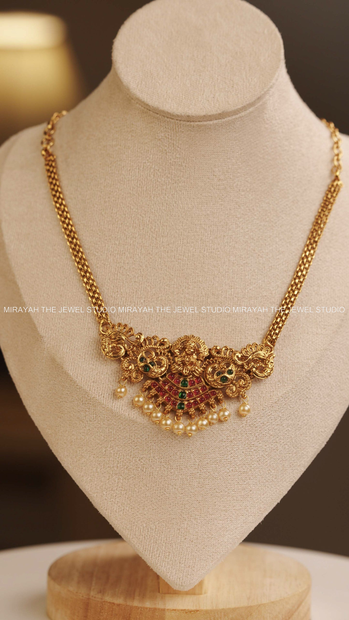 DEVIKA PEACOCK NECKLACE - RUBY AND GREEN