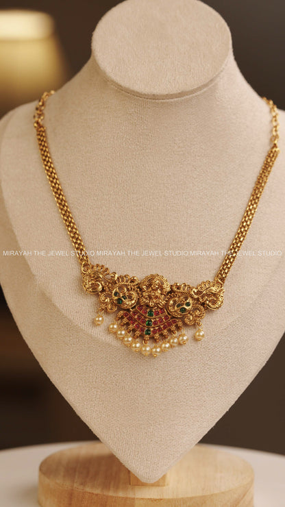 DEVIKA PEACOCK NECKLACE - RUBY AND GREEN