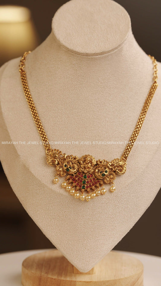 DEVIKA PEACOCK NECKLACE - RUBY AND GREEN