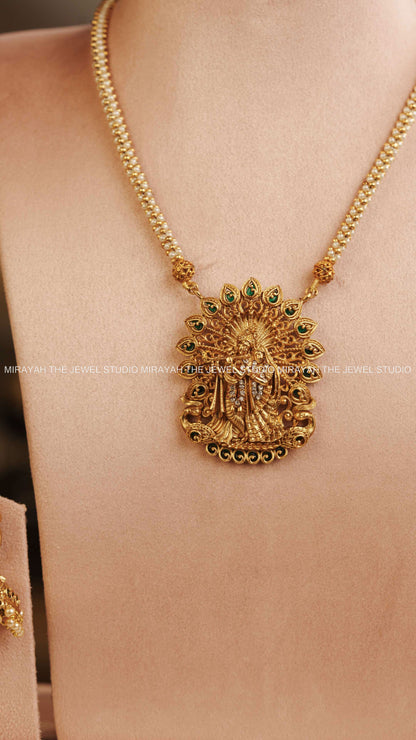 PEARL RADHE KRISHNA HARAM - GREEN