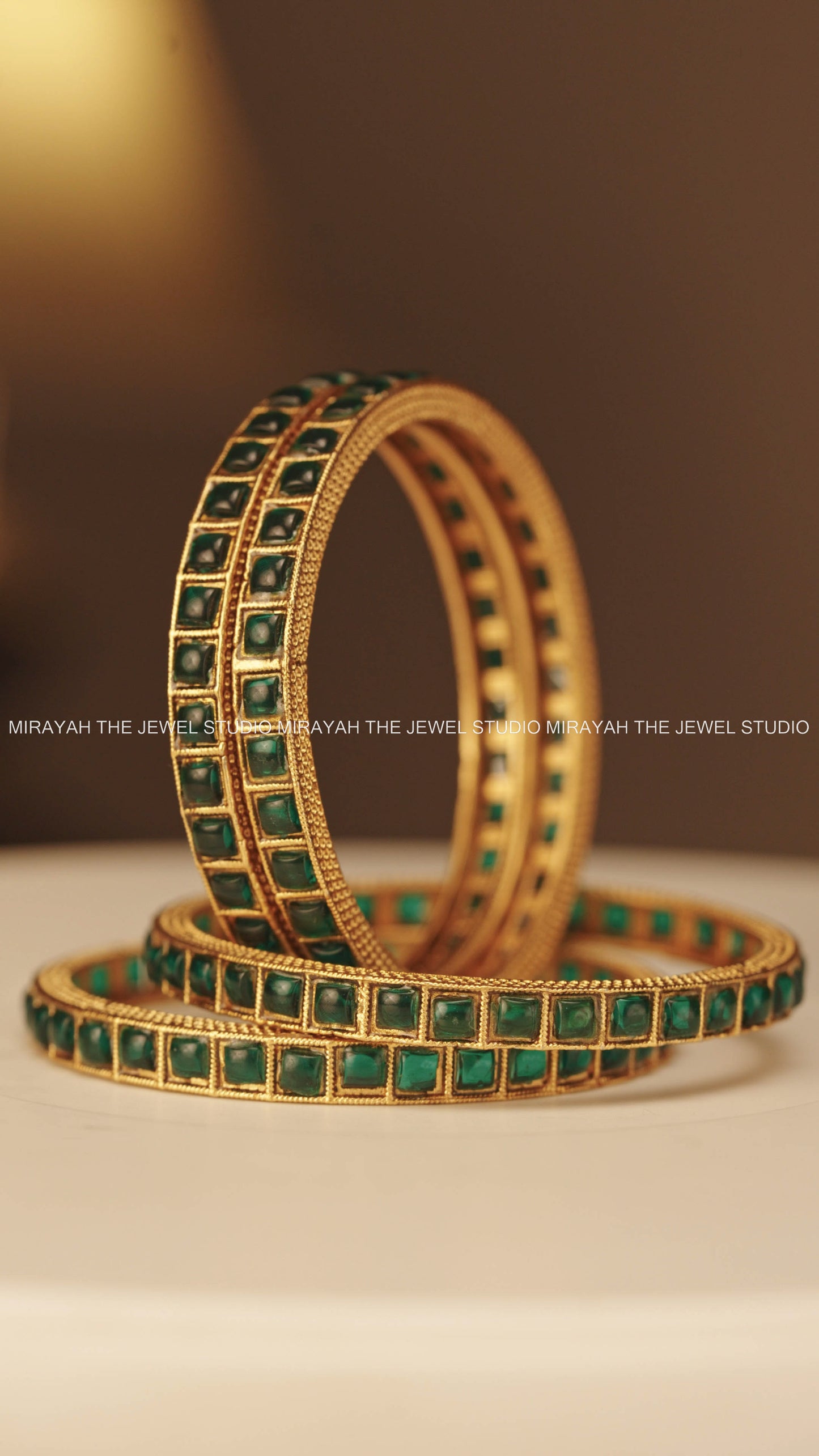 BOX SEQUENCE BANGLE (4PC) - GREEN