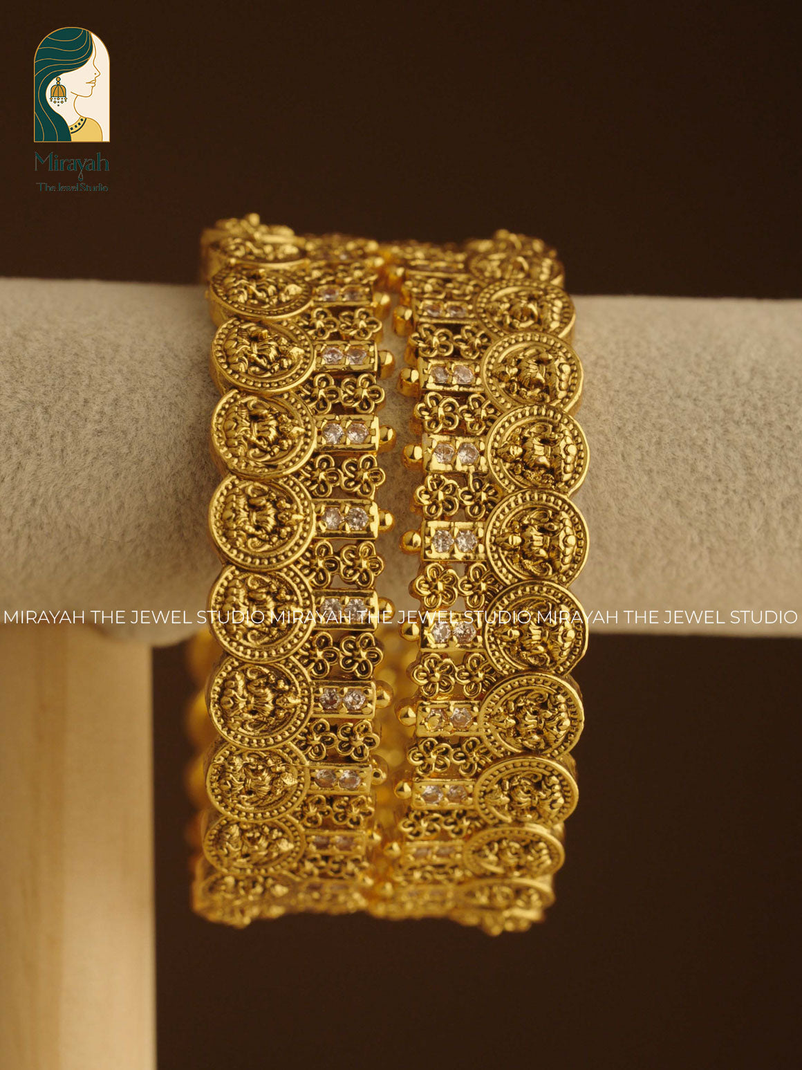 White stone Lakshmi Coin Bangle (2pc)