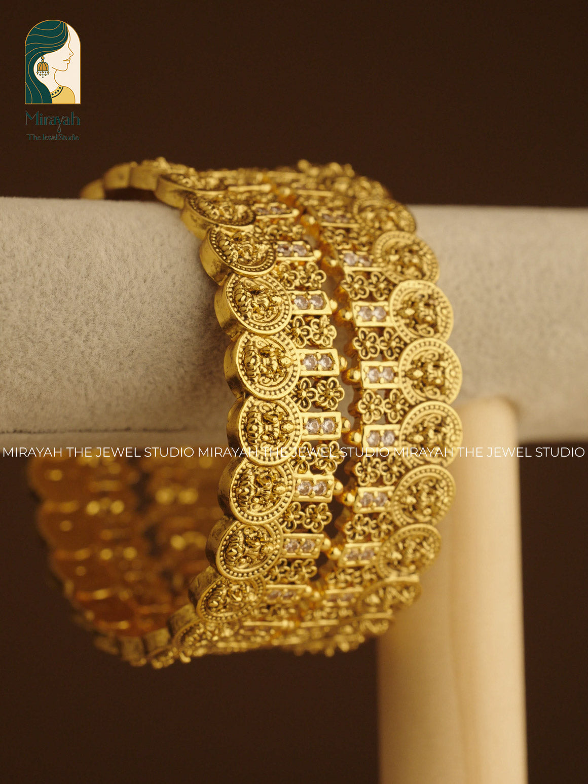 White stone Lakshmi Coin Bangle (2pc)