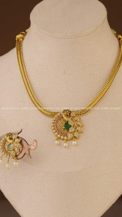 PREMIUM AD PEACOCK CHARM NECKLACE