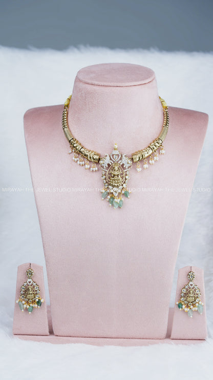 MAHALAKSHMI KANTI NECKLACE - MINT GREEN