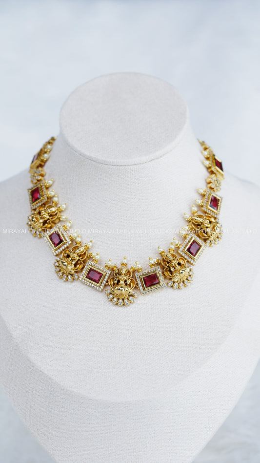PREMIUM AD SQUARE CUT NECKLACE - RED