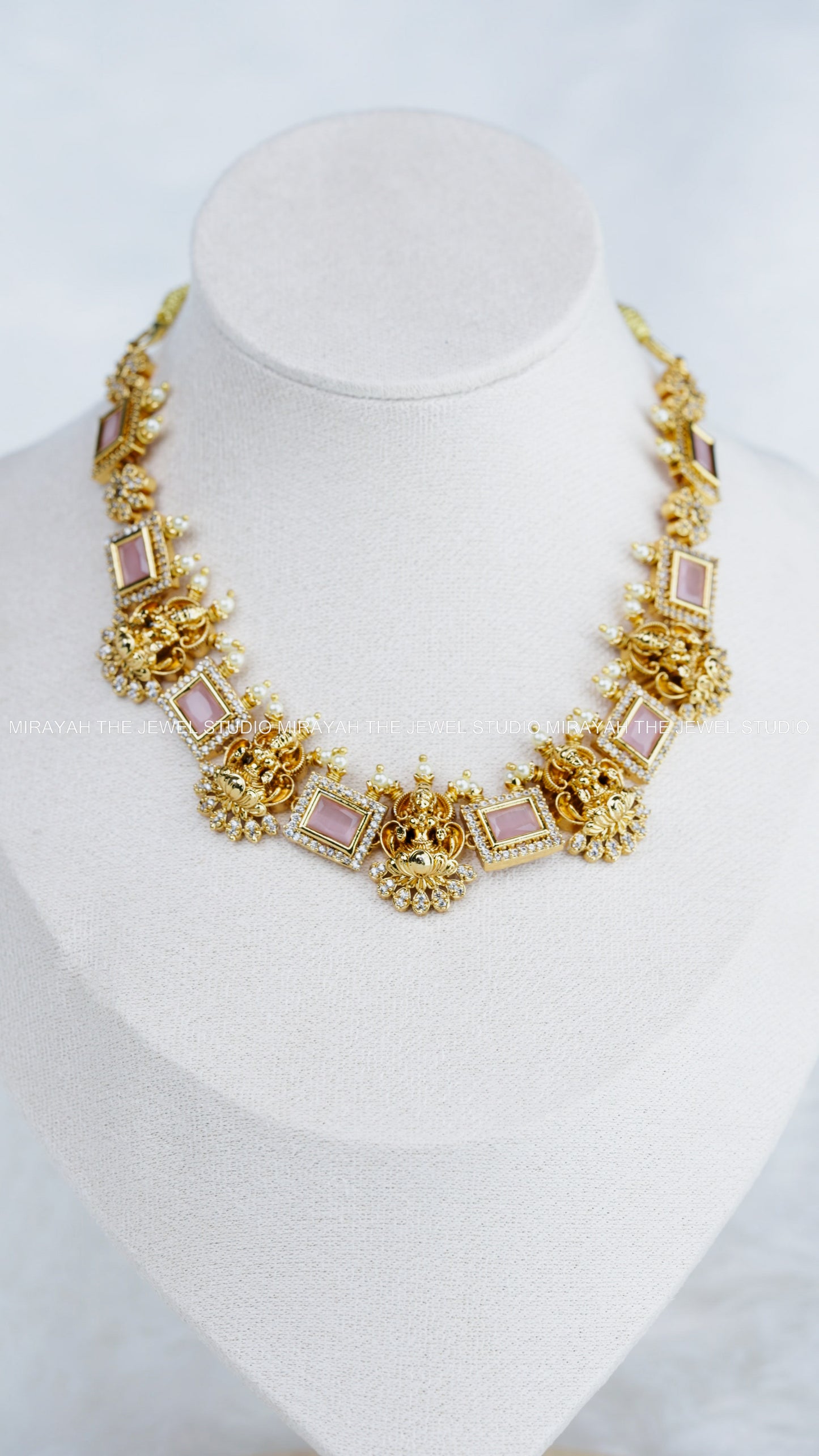 PREMIUM AD SQUARE CUT NECKLACE -PINK