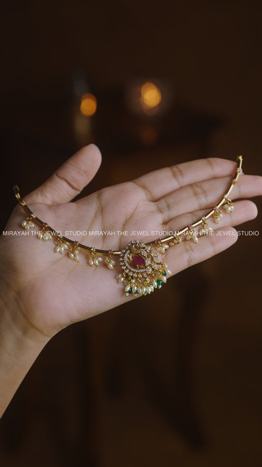 PEACOCK PENDANT GUTTAPUSALU HASLI NECKLACE