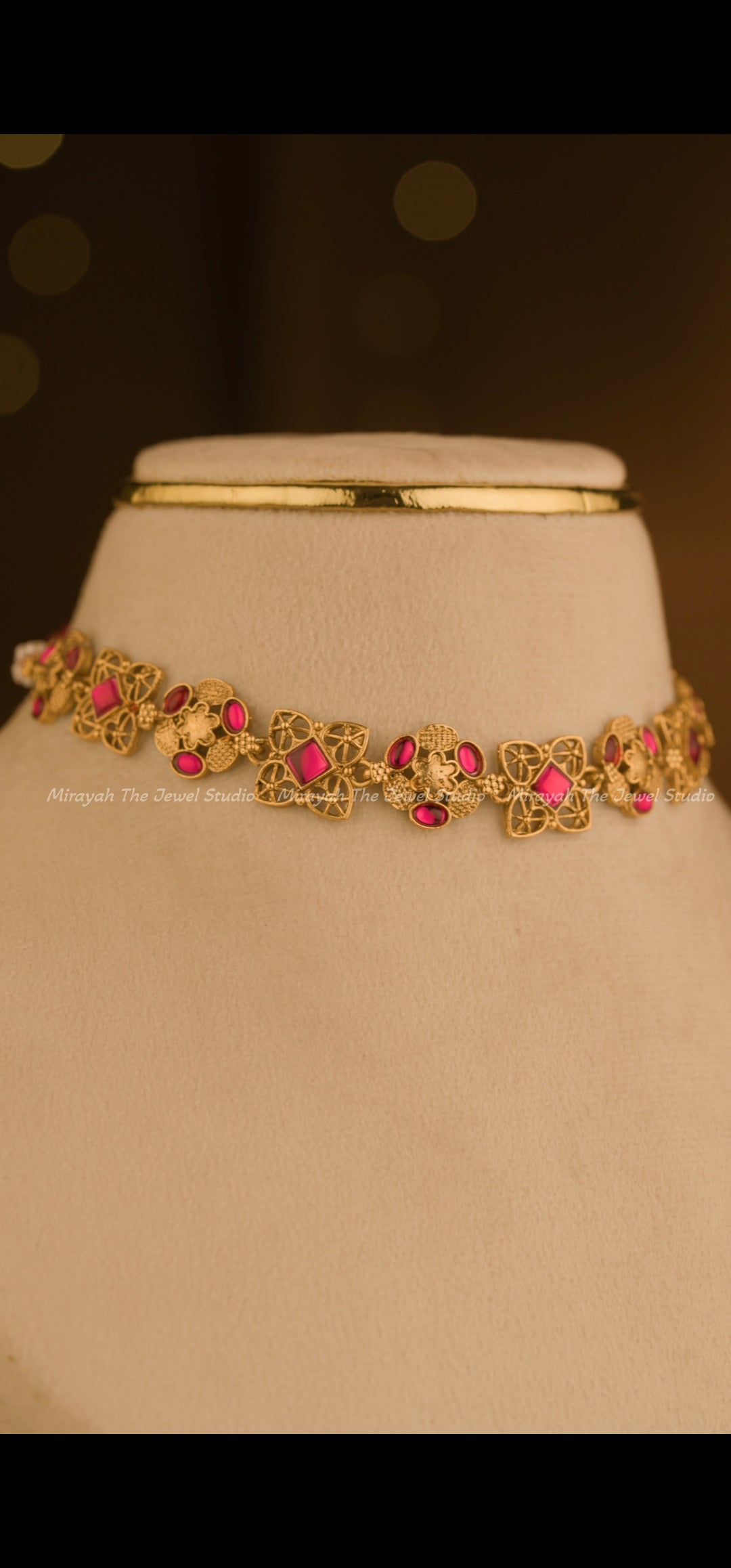 JEWEL MOSAIC CHOKER/ NECKLACE - RUBY