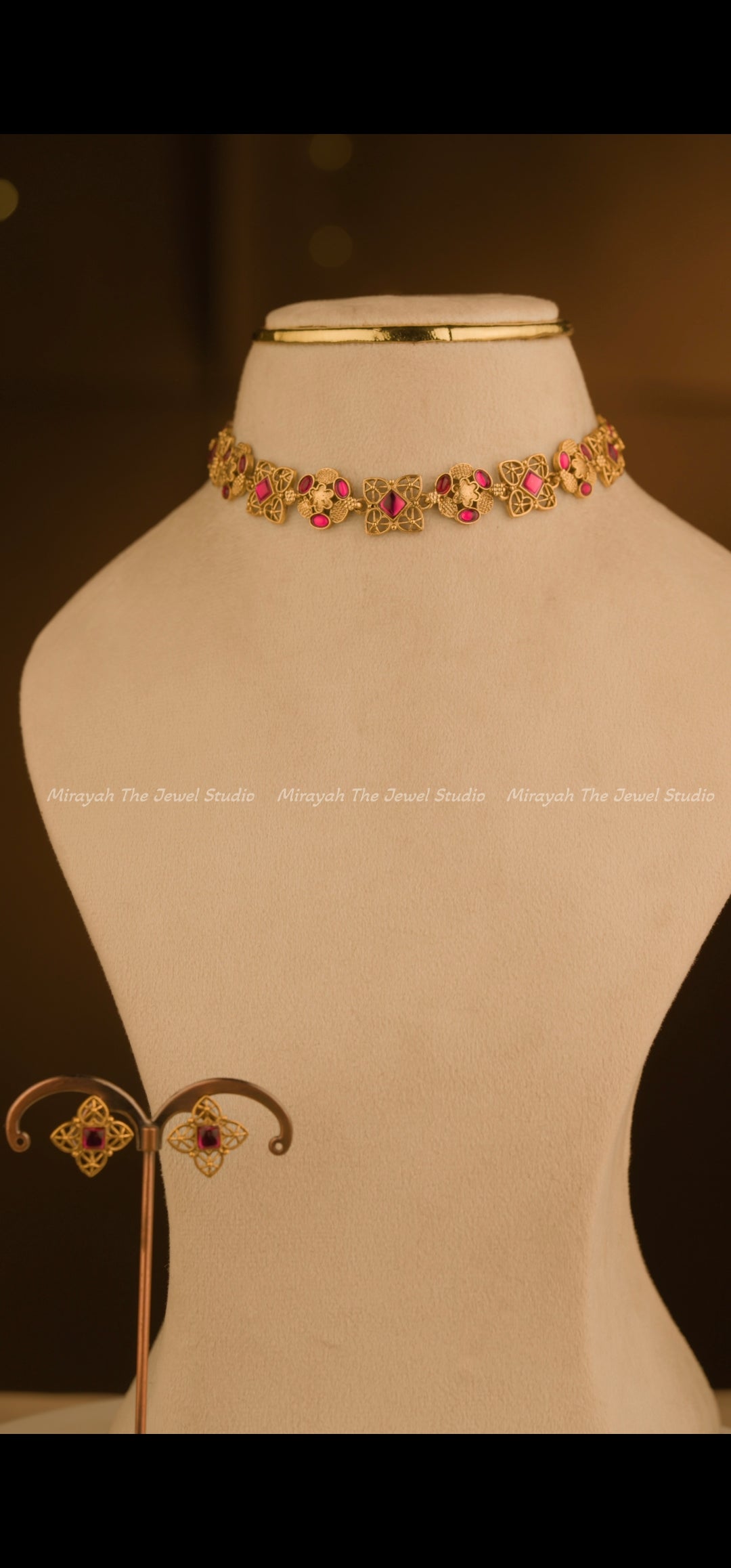 JEWEL MOSAIC CHOKER/ NECKLACE - RUBY