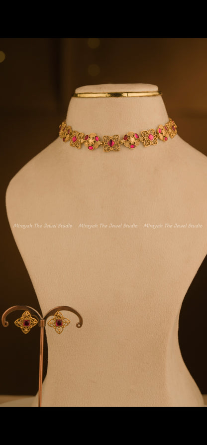 JEWEL MOSAIC CHOKER/ NECKLACE - RUBY