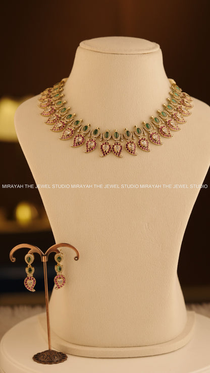 MANGO REGALIA NECKLACE - PURPLE AND GREEN