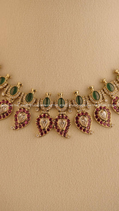 MANGO REGALIA NECKLACE - PURPLE AND GREEN
