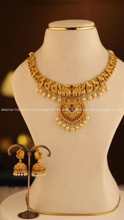 GAJA MAYUKHA NECKLACE - RED AND GREEN