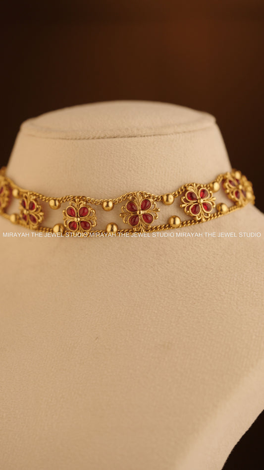 SIMPLE FLORA CHOKER - RED