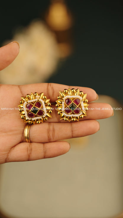 SWARNA VIBHA EARRINGS - RUBY
