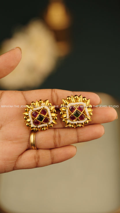 SWARNA VIBHA EARRINGS - RUBY