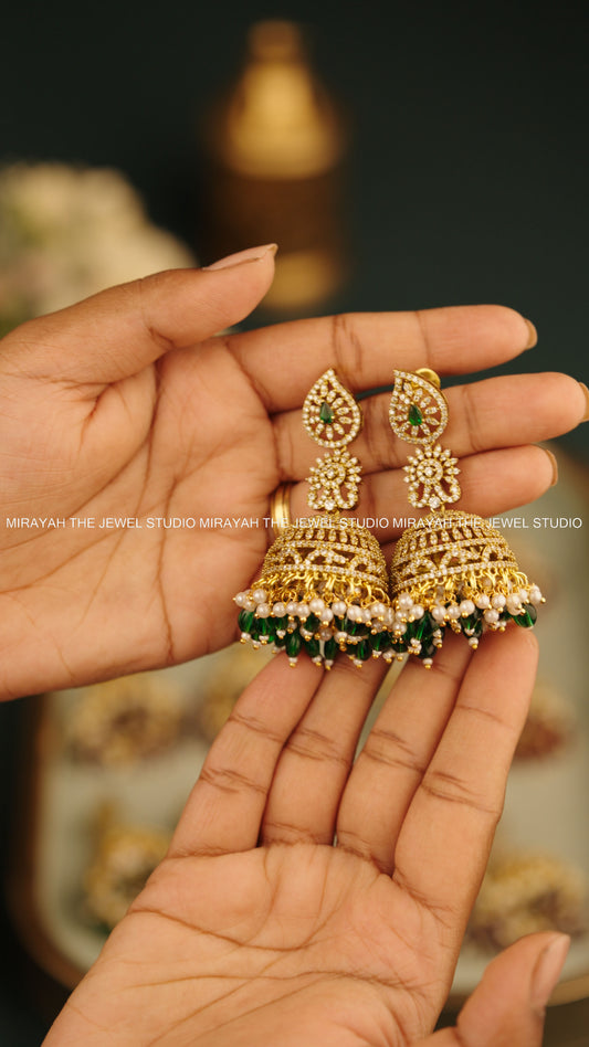 PREMIUM VELOURA JHUMKA - GREEN