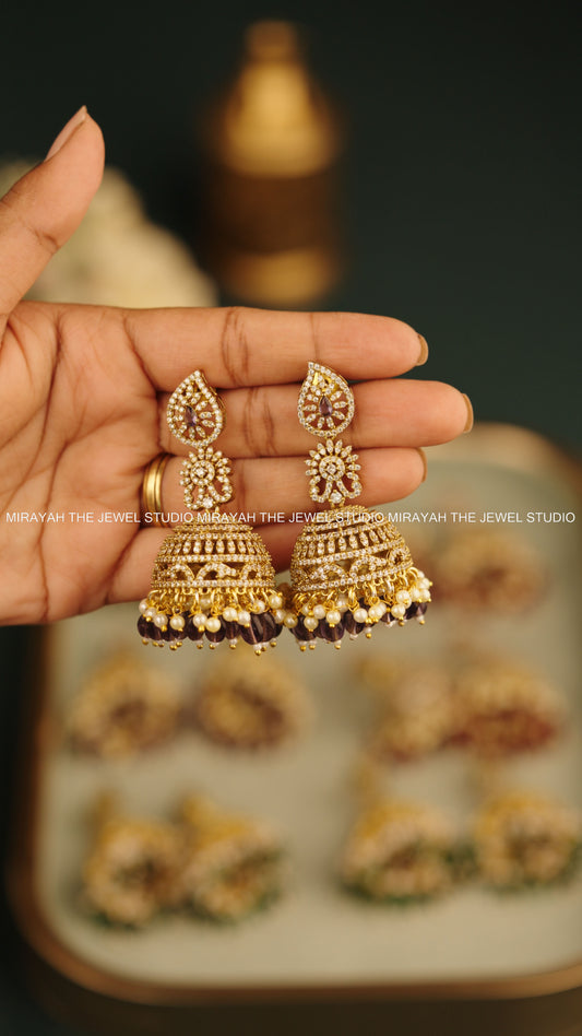 PREMIUM VELOURA JHUMKA - VIOLET