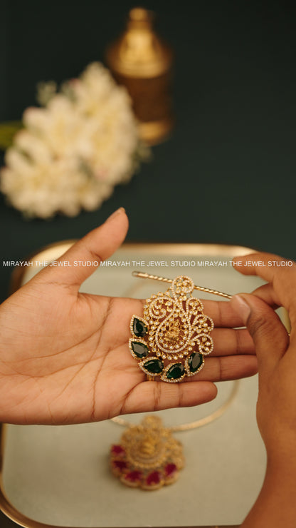 SHRIVARA HASLI NECKLACE - GREEN (WITH DETACHABLE PENDANT)