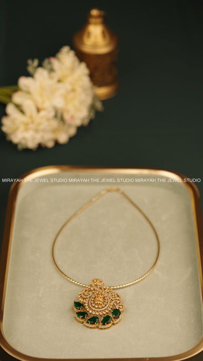 SHRIVARA HASLI NECKLACE - GREEN (WITH DETACHABLE PENDANT)