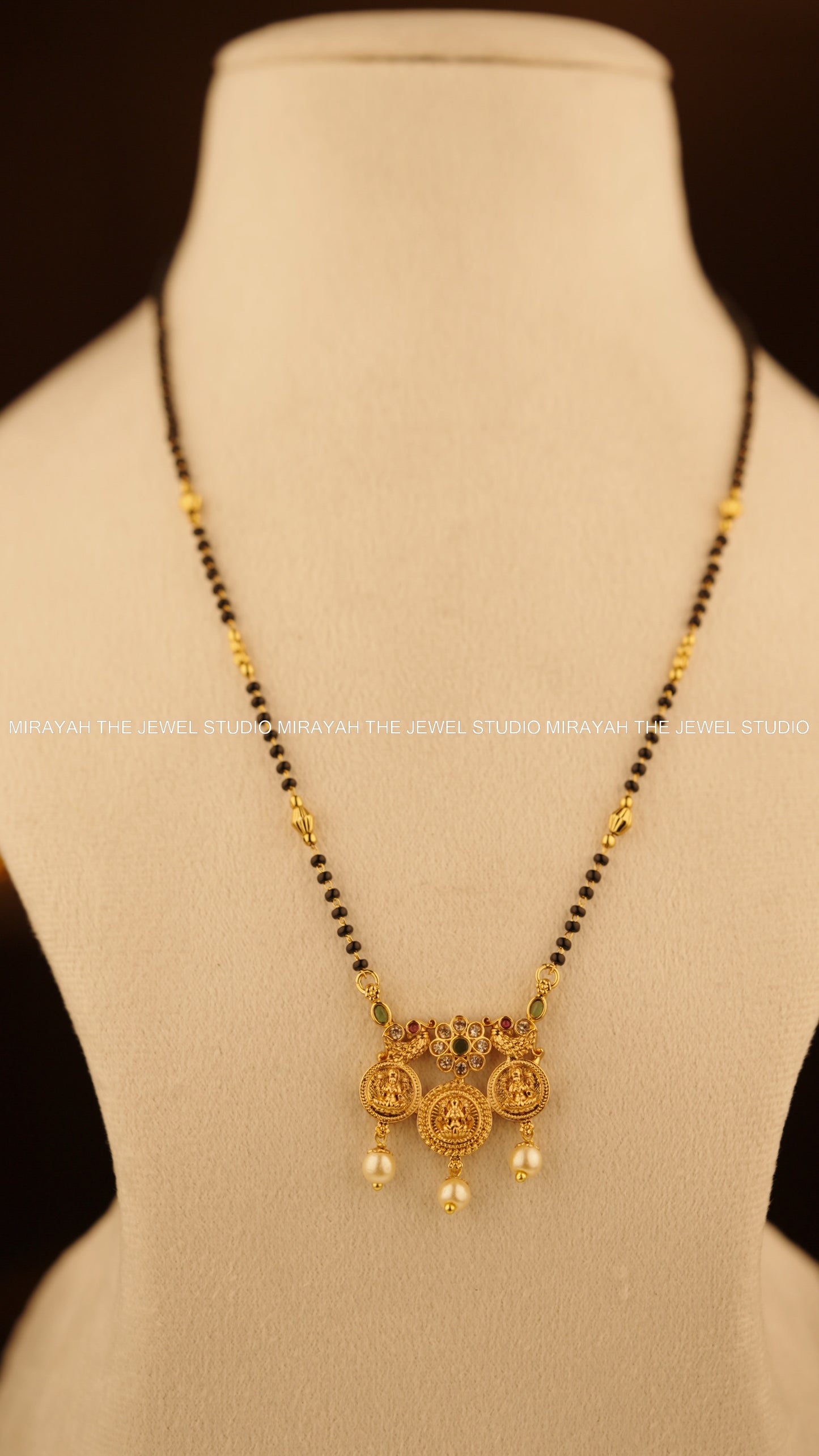 TRI LAKSHMI BLACK BEAD NECKLACE