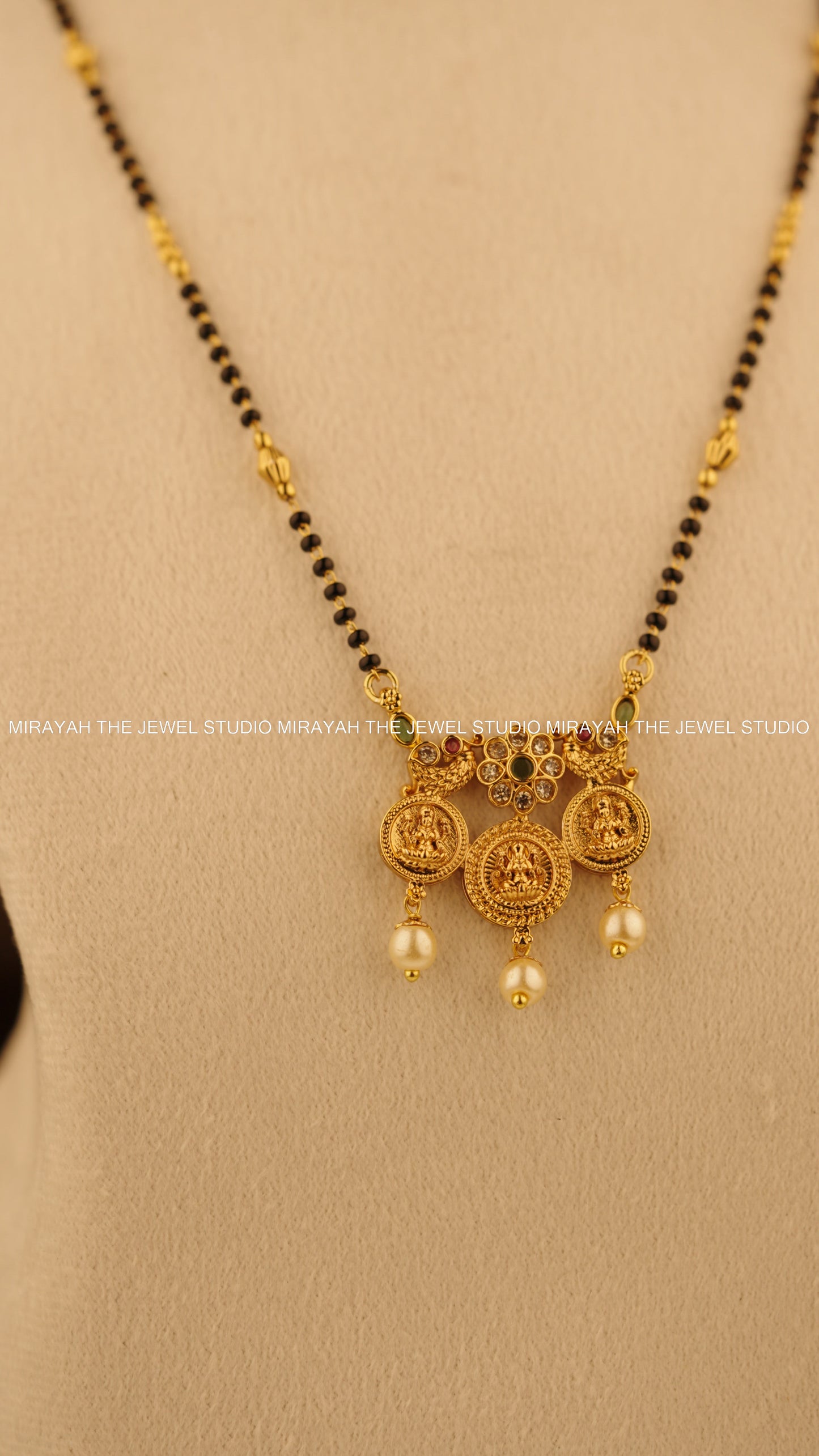 TRI LAKSHMI BLACK BEAD NECKLACE