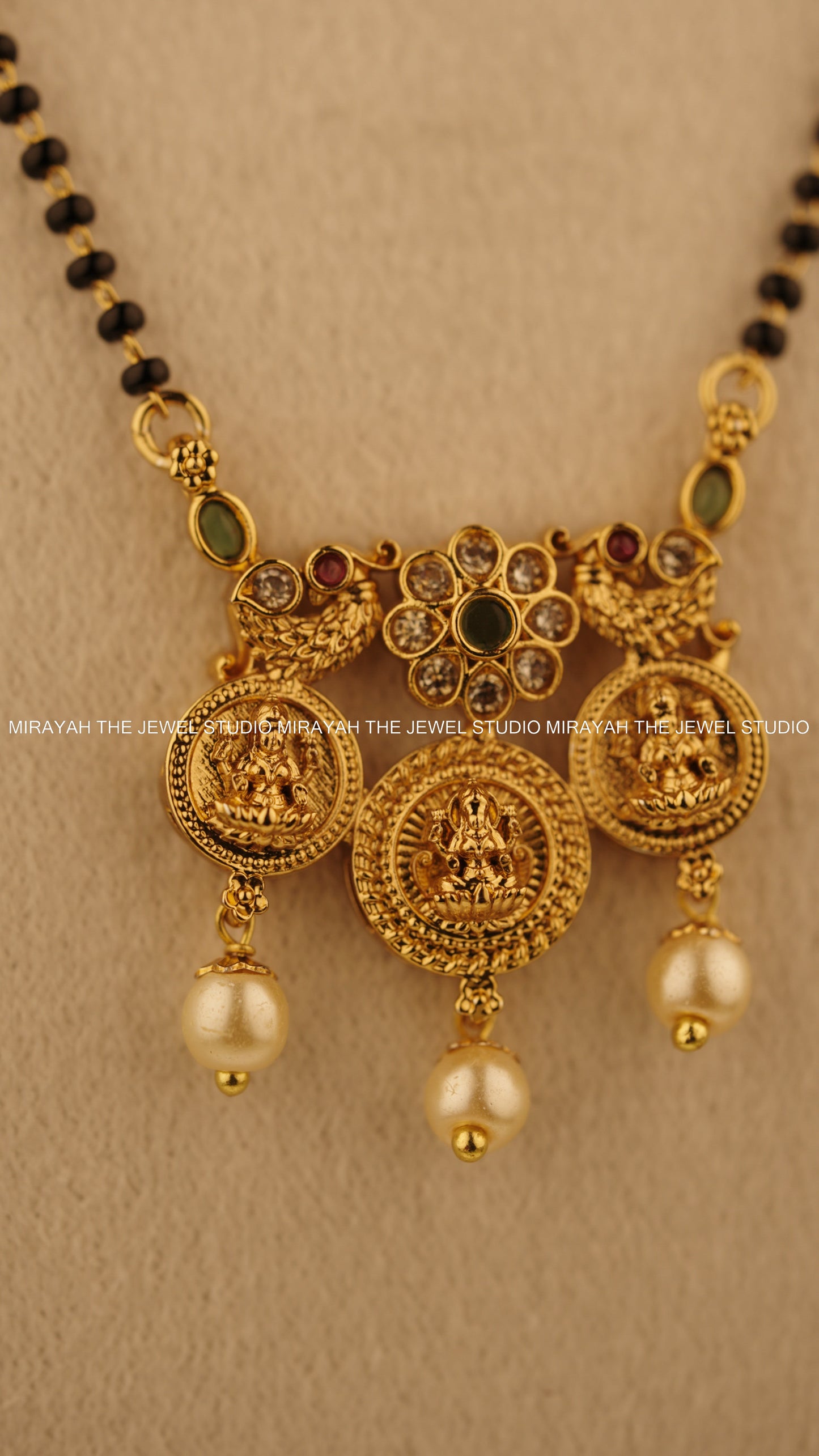 TRI LAKSHMI BLACK BEAD NECKLACE