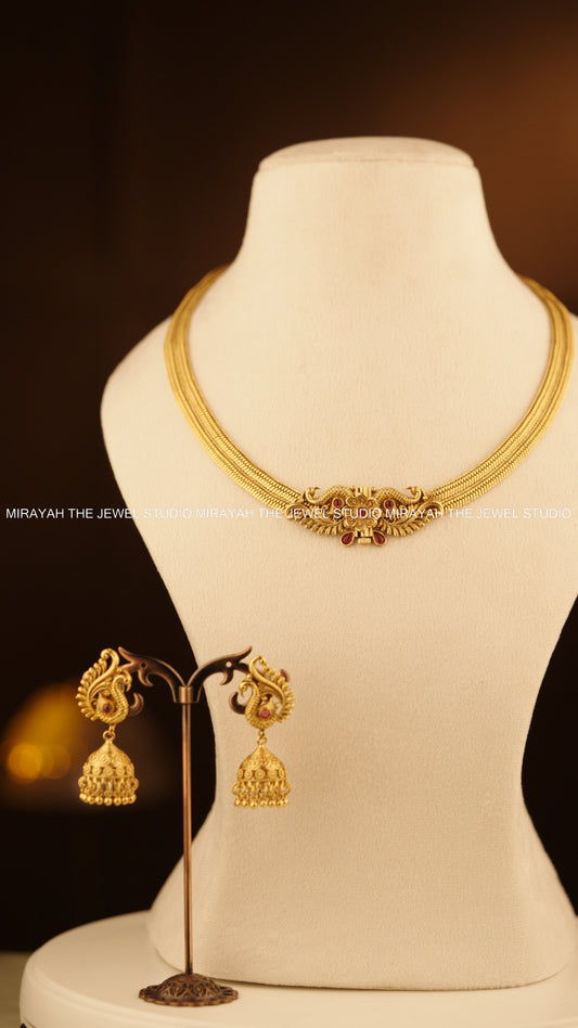 PEACOCK CREST VINTAGE NECKLACE (SCREW TYPE) - BIG SIZE