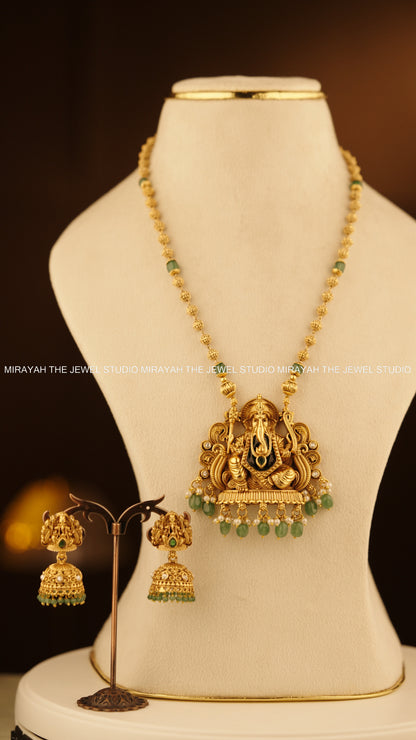 SRI VINAYAKA HARAM - GREEN BEADS