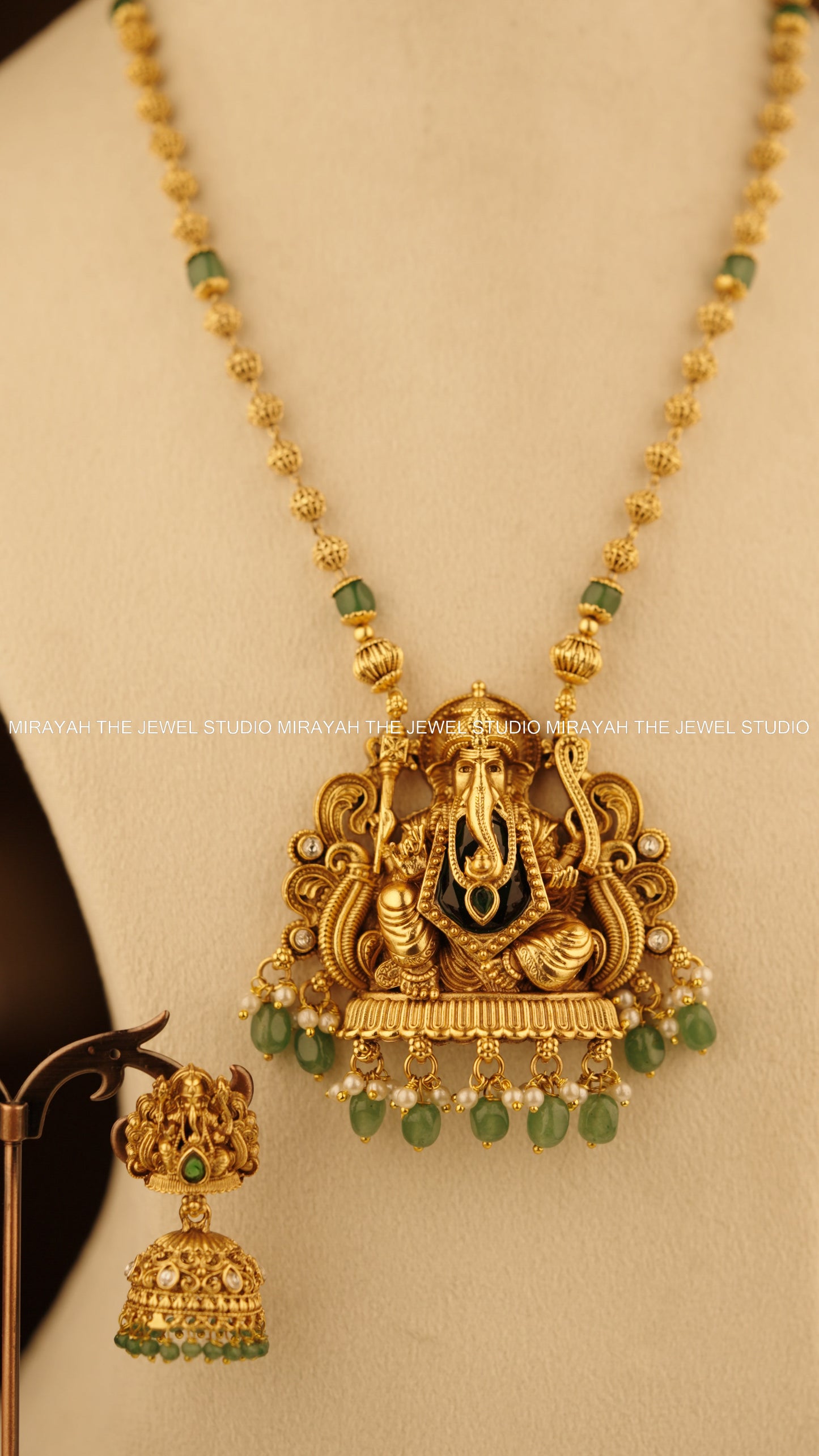SRI VINAYAKA HARAM - GREEN BEADS