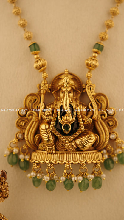 SRI VINAYAKA HARAM - GREEN BEADS