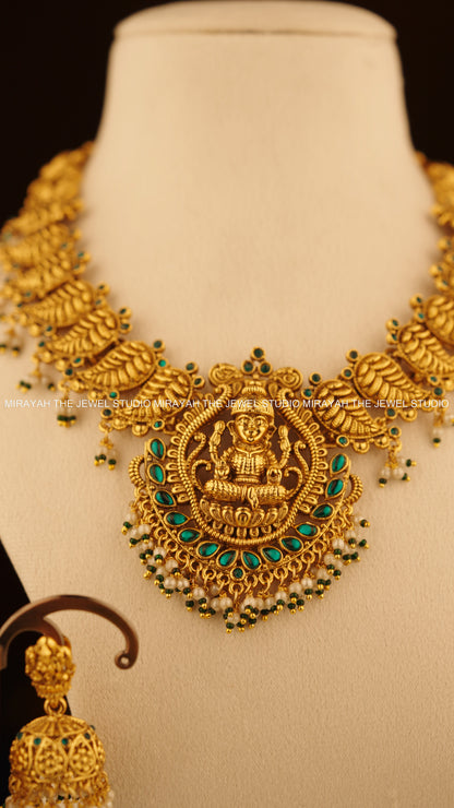 MAANGA ALANKARA NECKLACE - AQUA GREEN