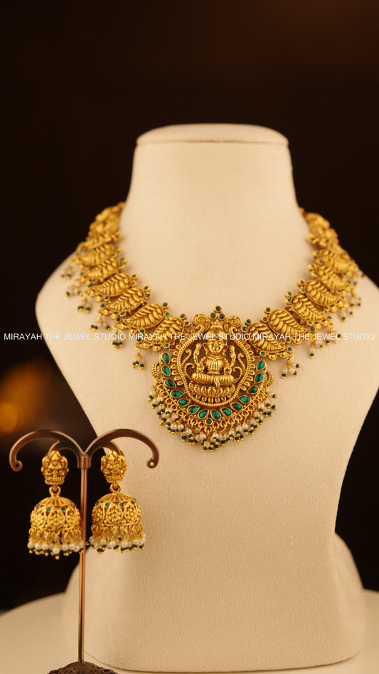 MAANGA ALANKARA NECKLACE - AQUA GREEN