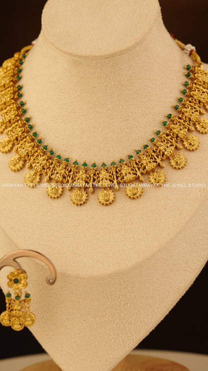 GREEN AURA COIN NECKLACE