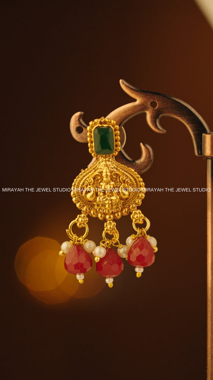 PEARL DIVYA NECKLACE - MAROON/RED