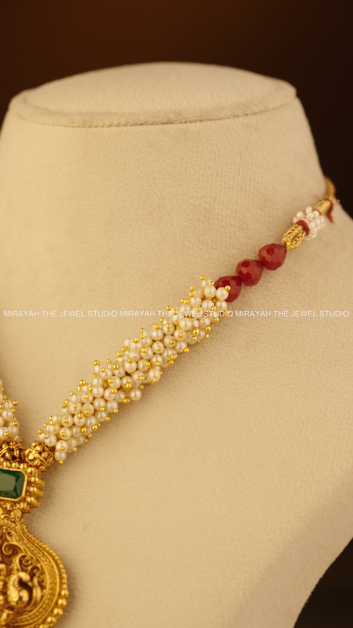 PEARL DIVYA NECKLACE - MAROON/RED