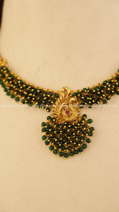 PEARL PEACOCK NECKLACE - GREEN
