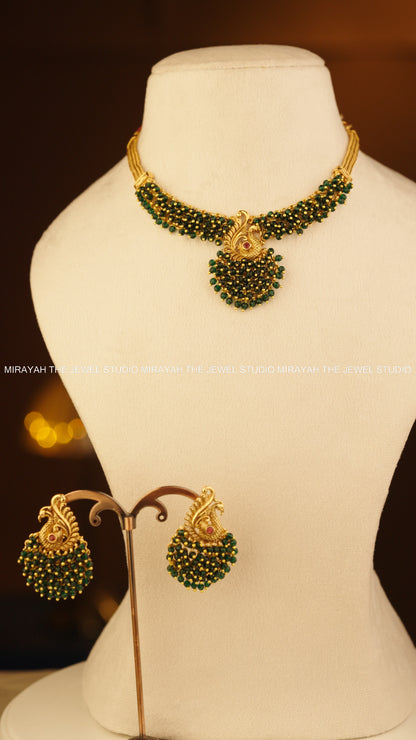 PEARL PEACOCK NECKLACE - GREEN