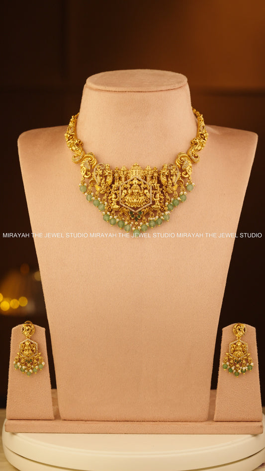 PREMIUM SRI VARNIKA NECKLACE - PASTEL GREEN