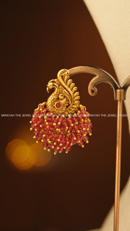 PEARL PEACOCK NECKLACE - RED