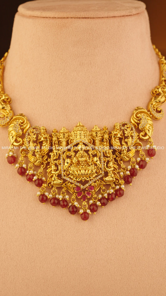 PREMIUM SRI VARNIKA NECKLACE - MAROON/RED