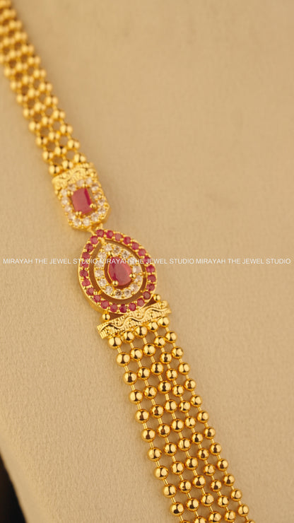SWARNA DHARINI LAYERED HARAM (MICRO PLATED)