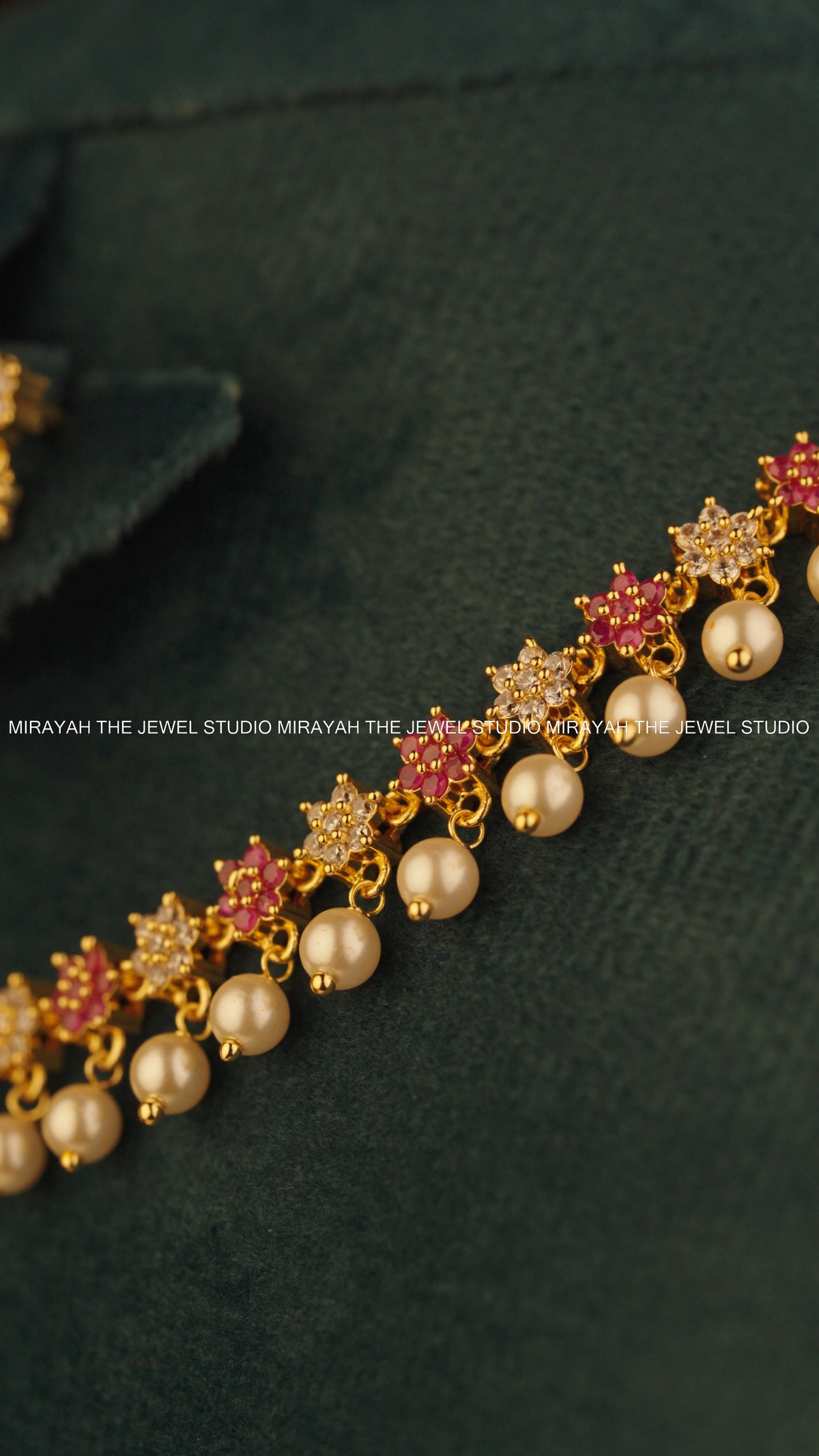 RANJANI RUBY PEARL NECKLACE (MICRO PLATED)