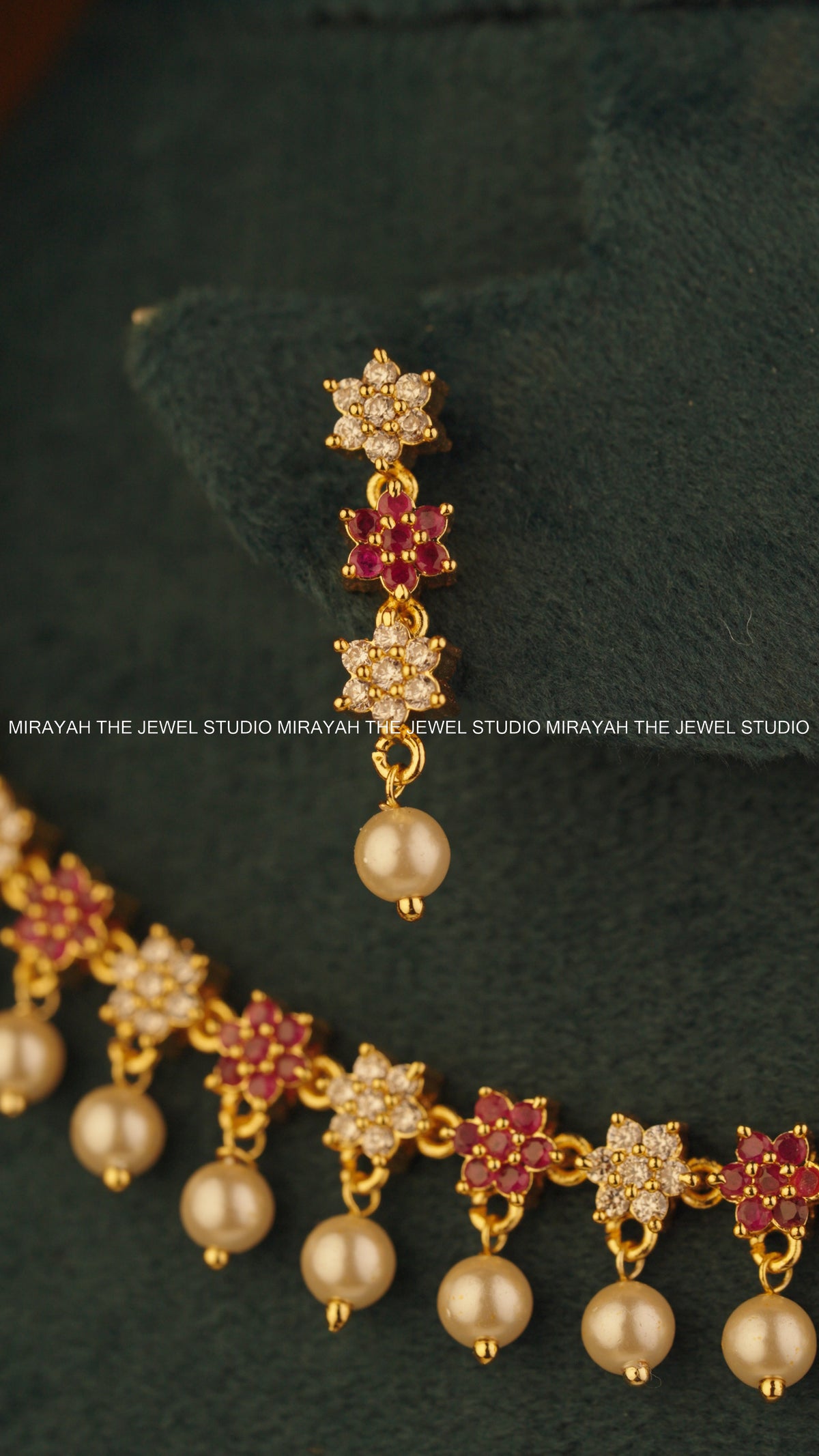 RANJANI RUBY PEARL NECKLACE (MICRO PLATED)