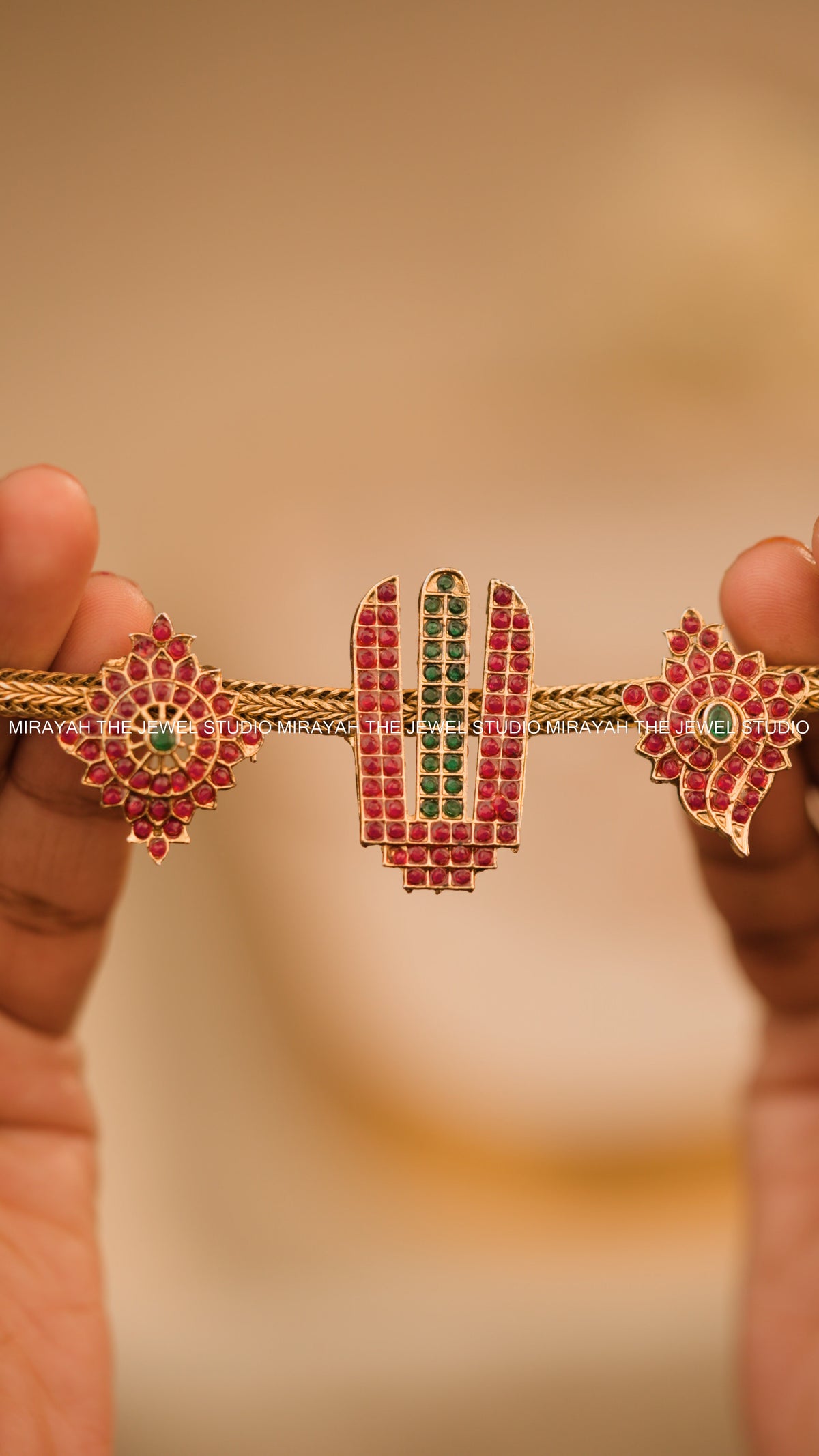 TIRUMALA NAMAM CHOKER/ NECKLACE - RED AND GREEN