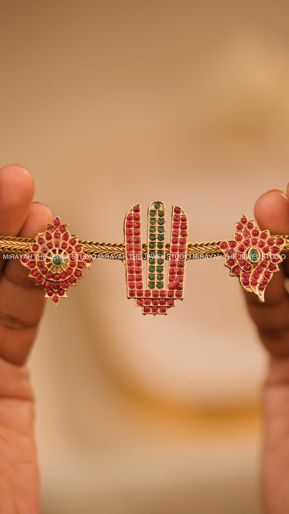 TIRUMALA NAMAM CHOKER/ NECKLACE - RED AND GREEN