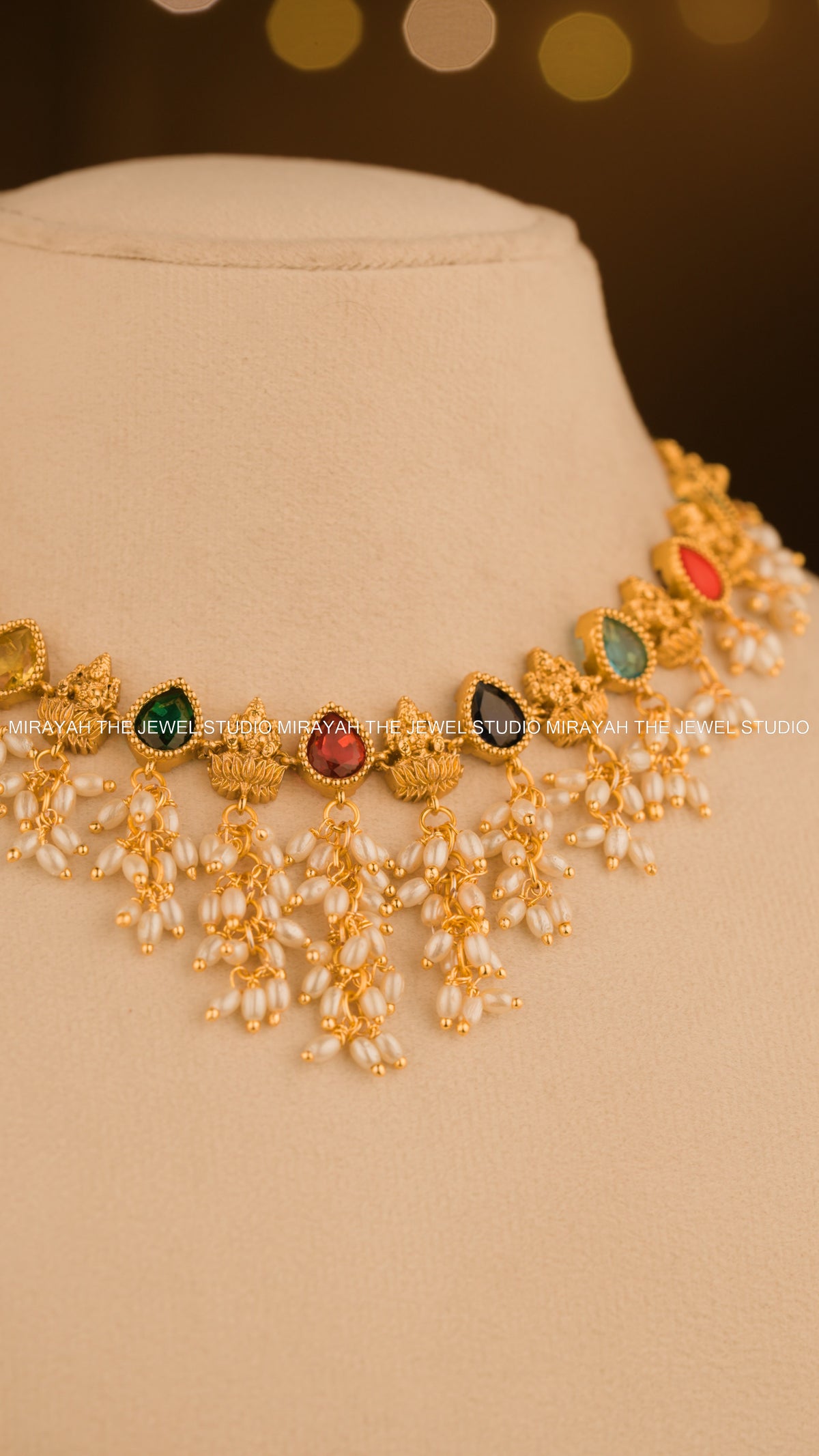 NAVARATNA TEMPLE NECKLACE