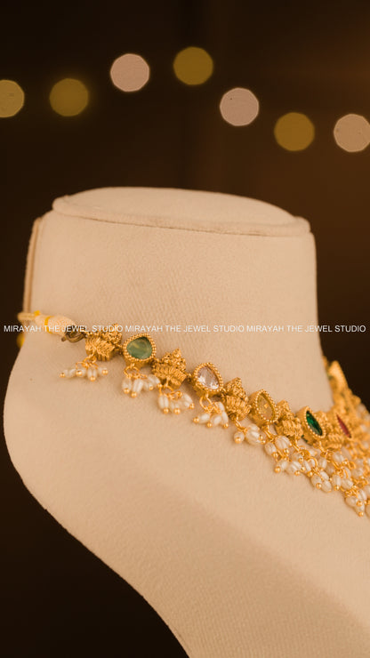 NAVARATNA TEMPLE NECKLACE